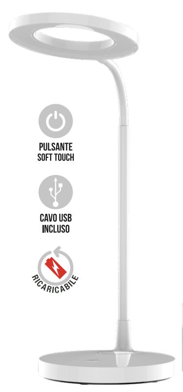 IRIS – Lampada da tavolo ricaricabile intensità luminosa regolabile