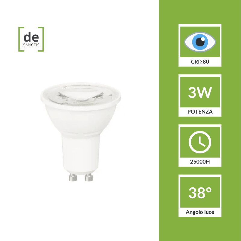 FARETTO LED SPOTLIGHT GU10 3W 38° CRI>80 – De Sanctis Light & Design